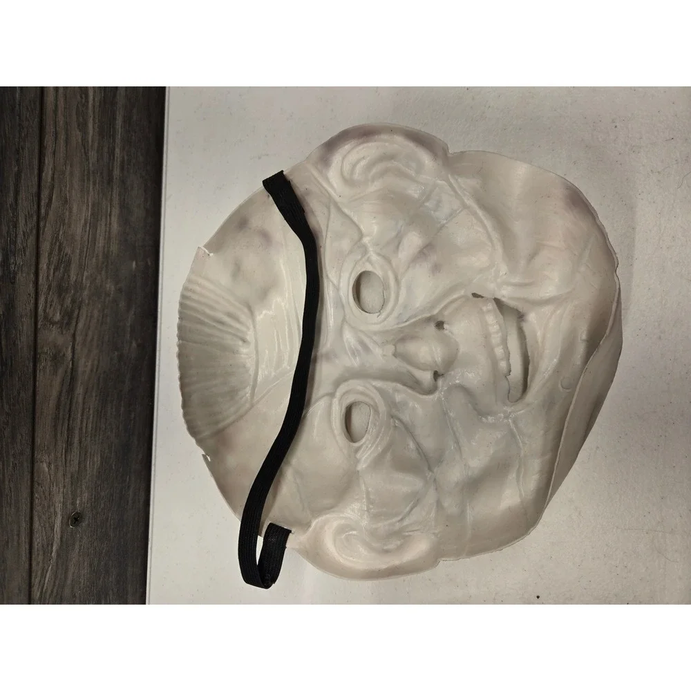 Vintage Creepy Old Man Halloween Mask White Grey Scary Costume Accessory